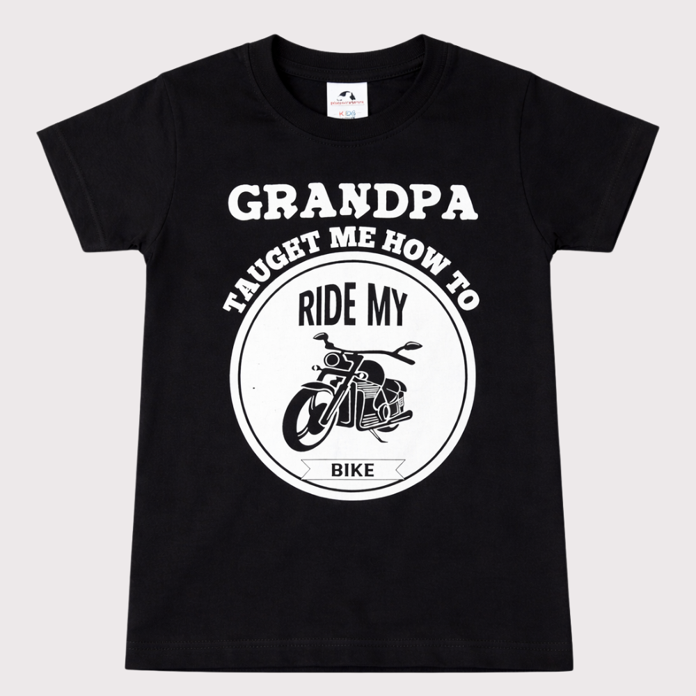 grandpa taught me how to ride my bike kids tshirt black